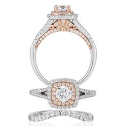 Ariel 14kt White/Rose Gold Bridal Ring Set image 1
