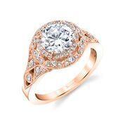 Vintage Inspired Round Diamond Halo Ring image 2