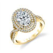 Double Halo Split Shank Oval Engagement Ring image 2