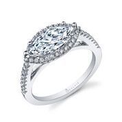 Marquise Diamond Engagement Ring with Halo image 1