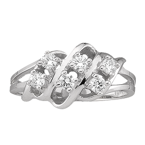 White gold Mothers Ring style 9 Birthstone Ring with 6 Stones
