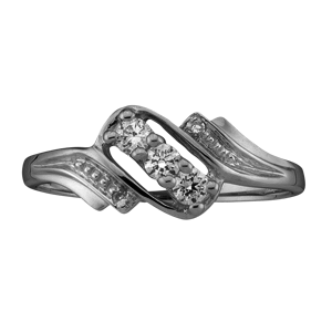 White gold Mothers Ring Style 50 with 3 Stones