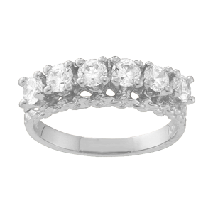 White gold Mothers Ring Style 17 Birthstone Ring with 6 Stones