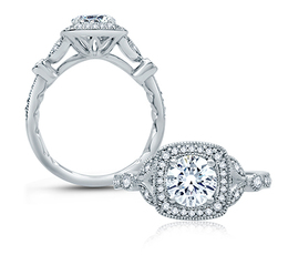 A. Jaffe Floral Inspired Modern Vintage Halo Engagement Ring image 1